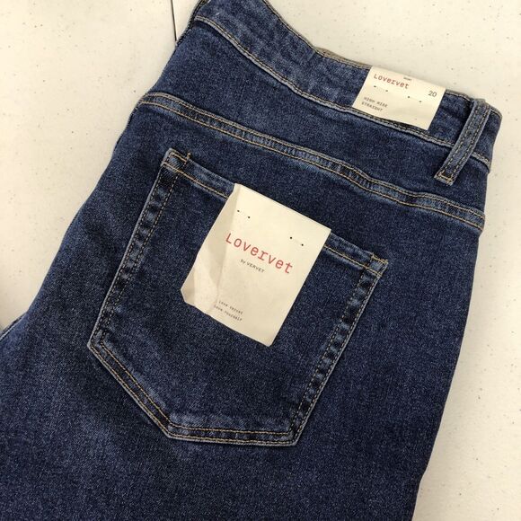 Lovervet By Vervet Jeans Womens Plus 20 Blue High Rise Straight Raw Hem NWT - Picture 6 of 10
